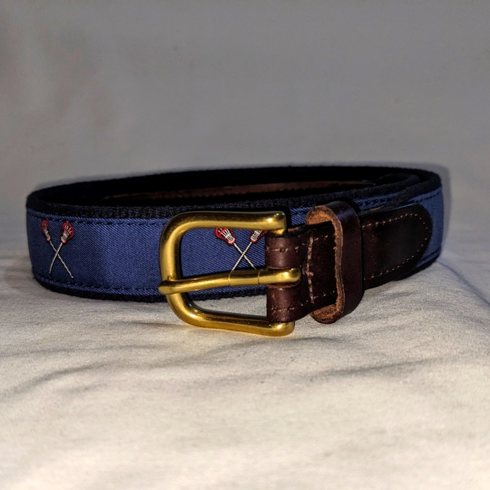 Vineyard Vines by Shep and Ian Leather and Canvas Lacrosse Belt Size 28